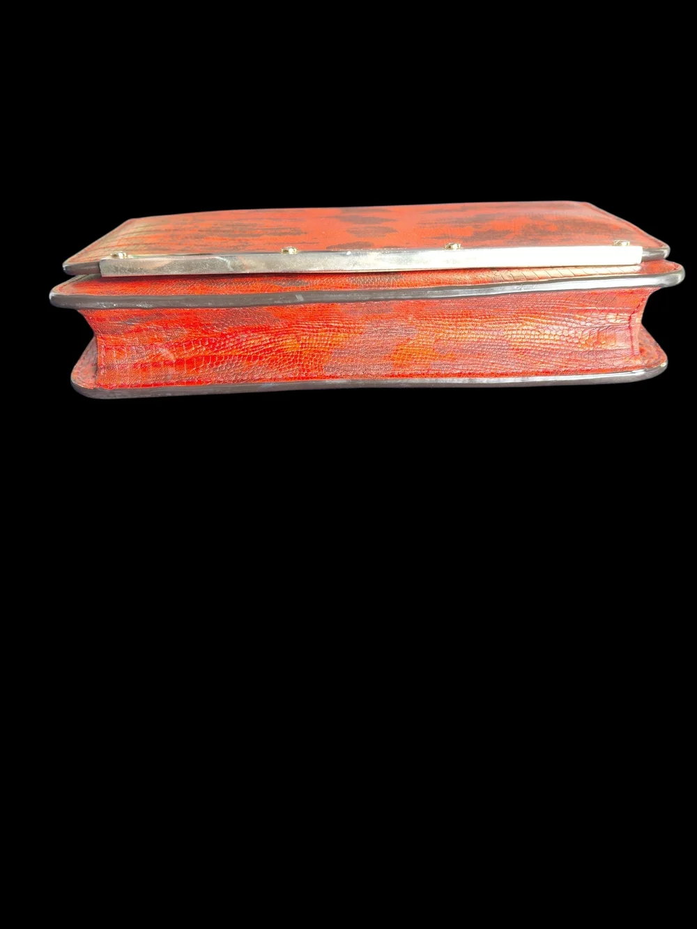 Henri Bendel Vintage Reddish Croc-Embossed Leather Clutch/Crossbody - Picture 2 of 11